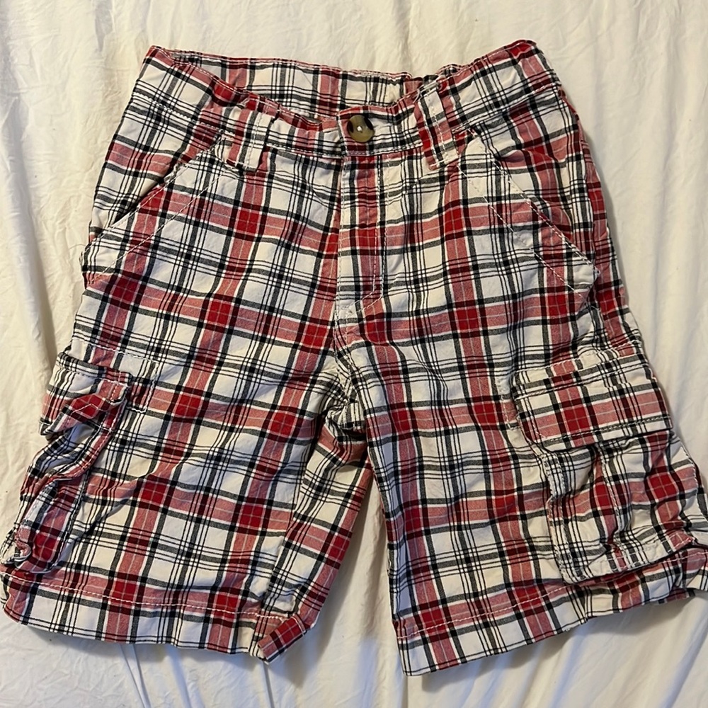 Red plaid shorts